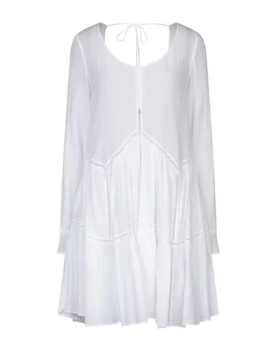 Shop Dondup Woman Mini Dress White Size 6 Cotton