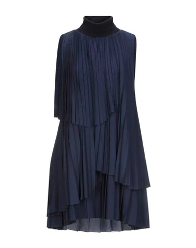Shop Fabiana Filippi Woman Mini Dress Midnight Blue Size 2 Pes - Polyethersulfone, Virgin Wool, Silk, Cas