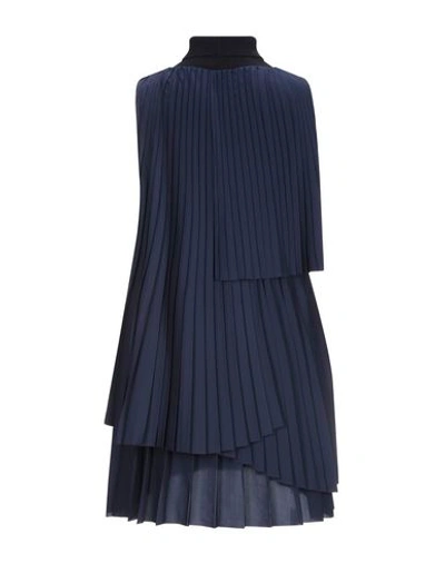 Shop Fabiana Filippi Woman Mini Dress Midnight Blue Size 2 Pes - Polyethersulfone, Virgin Wool, Silk, Cas