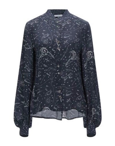 Shop Lily And Lionel Patterned Shirts & Blouses In Dark Blue