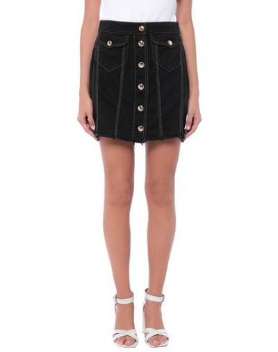 Shop Versace Jeans Couture Denim Skirt In Black