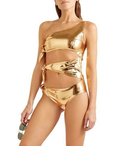 Shop Lisa Marie Fernandez Woman One-piece Swimsuit Gold Size 4 Nylon, Elastane