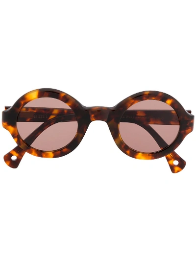 Shop Ami Alexandre Mattiussi Round Frame Sunglasses In Brown