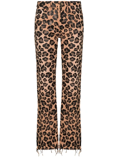 Shop Alanui Leopard-print Jeans In Brown