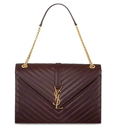 Shop Saint Laurent Monogram Quilted Leather Shoulder Bag In Bordeaux