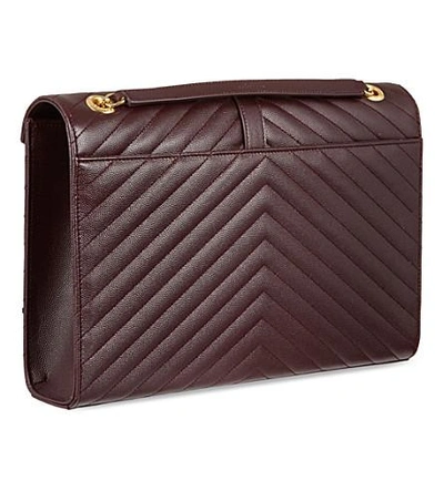 Shop Saint Laurent Monogram Quilted Leather Shoulder Bag In Bordeaux