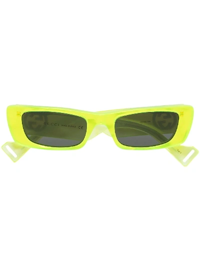 Shop Gucci Gg Rectangular-frame Sunglasses In Yellow