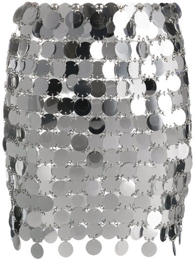 Shop Rabanne Mirror Disc Skirt In Silver
