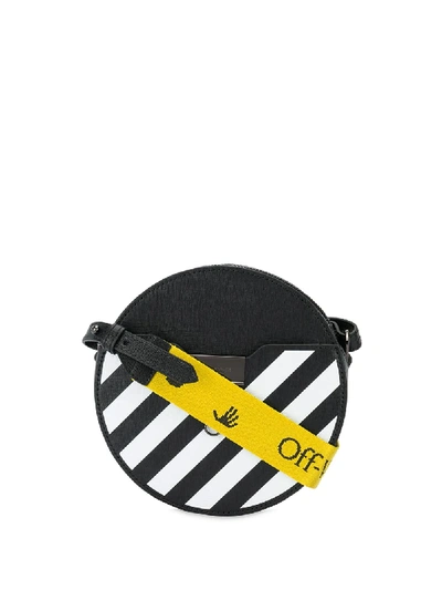 Shop Off-white Round Diagonal-stripe Crossbody Bag In Black