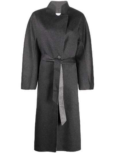 Shop Agnona Belted Felt Cashmere Coat In Grey