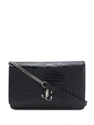 Shop Jimmy Choo Mini Palace Croc-effect Crossbody Bag In Black