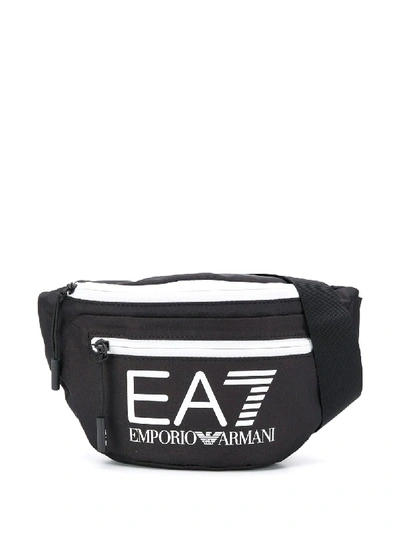 Shop Ea7 Printed Logo Belt Bag In Black