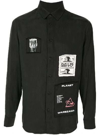 Shop Misbhv Patchwork Long-sleeved Shirt In Black