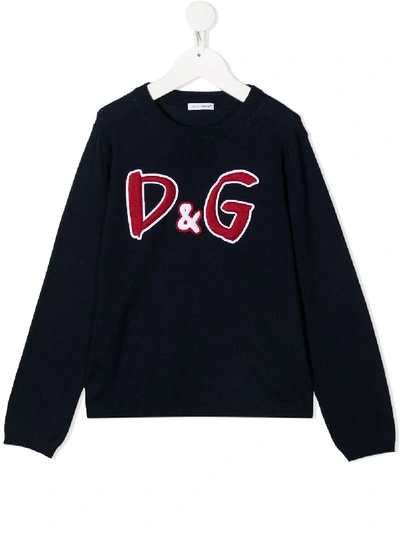 Shop Dolce & Gabbana D & G Embroidered Logo Jumper In Blue