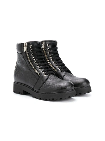 Shop Balmain Teen Lace-up Ankle Boots In Black