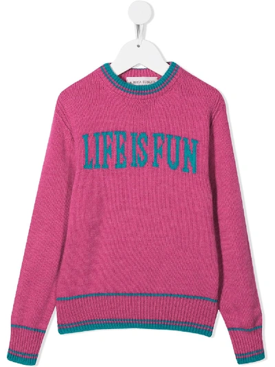 Shop Alberta Ferretti Life Is Fun Intarsia Jumper In Pink