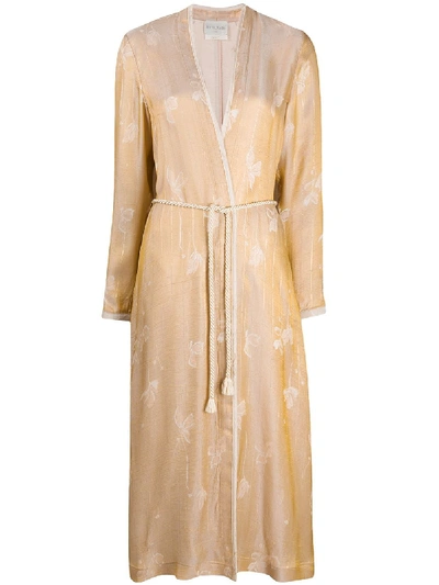 Shop Forte Forte Belted Floral Coat In Neutrals