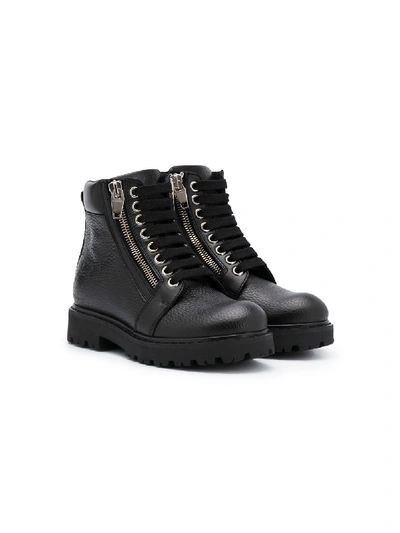 Shop Balmain Lace-up Ankle Boots In Black
