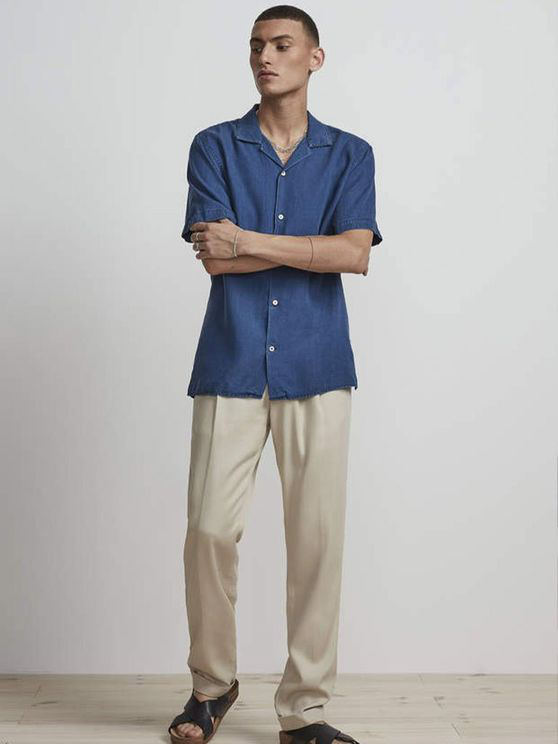 Nn07 Miyagi Denim Shirt In Dark Indigo In Blue Modesens