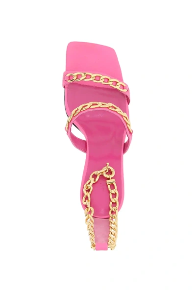Shop By Far Gina Sandals With Chains In Fuchsia,gold