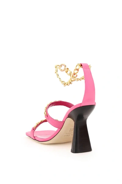Shop By Far Gina Sandals With Chains In Fuchsia,gold