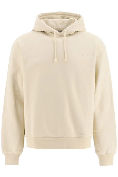 Shop Jacquemus Logo Embroidery Hoodie In Beige