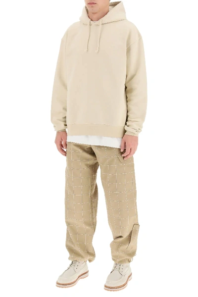 Shop Jacquemus Logo Embroidery Hoodie In Beige
