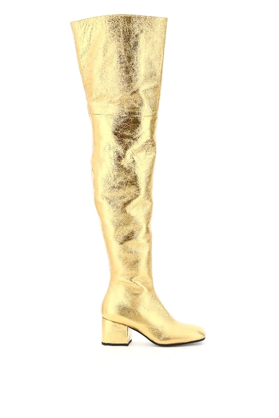 Shop Marni Oversized Boot In Laminated Nappa In Gold