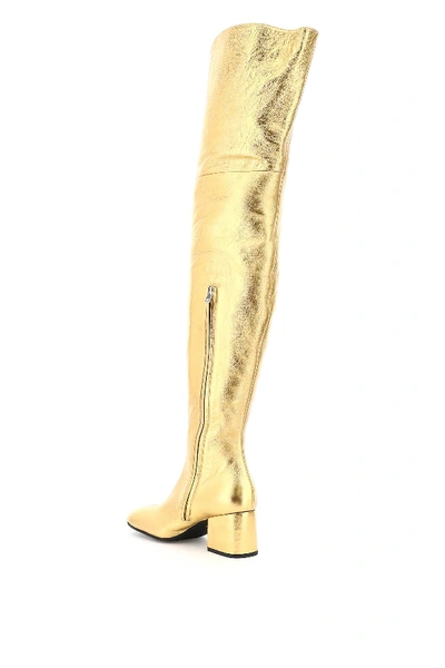 Shop Marni Oversized Boot In Laminated Nappa In Gold