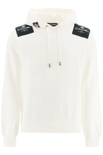 Shop Dolce & Gabbana Hoodie With Patches In White