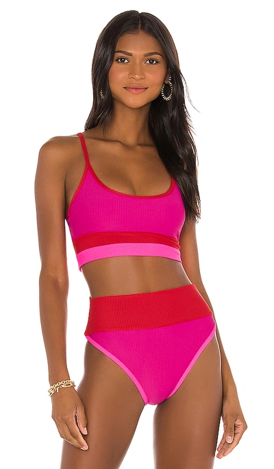 Shop Beach Riot Eva Bikini Top In Pink & Red