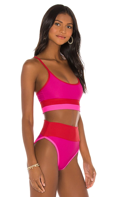 Beach Riot Eva Top In Fuchsia Red Neon Pink In Pink & Red