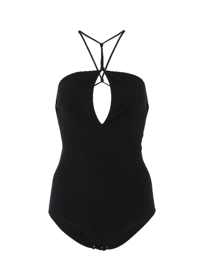 Shop Bottega Veneta Asymmetric Strappy Body Suit In Black
