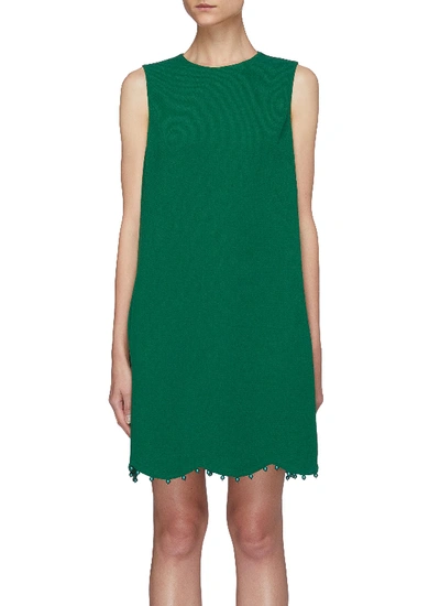 Shop Oscar De La Renta Scalloped Hem Mini Dress In Green