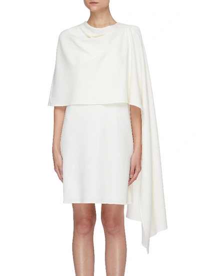 Shop Oscar De La Renta Cape Mini Dress In White