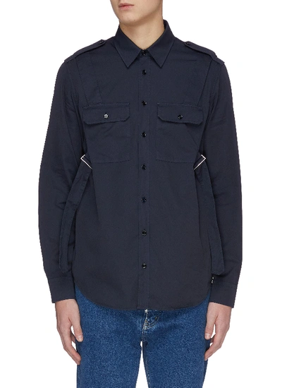Shop Helmut Lang 'parachute' Suspender Detail Pocket Shirt In Blue