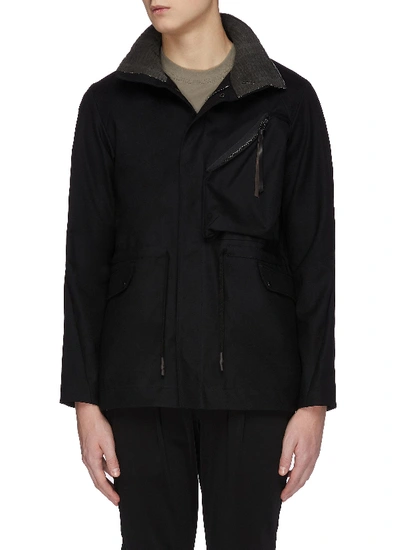 Shop Devoa 'schoeller' Waterproof Stand Collar Pocket Jacket In Black