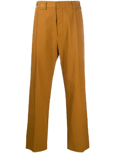 Shop Kenzo Straight-leg Tailored Trousers In Brown