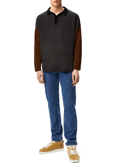 Shop Loewe Polo Sweater In Wool And Cashmere In Grey