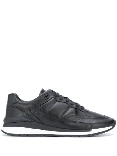 Shop Hugo Boss Stitched Trim Low-top Sneakers In Black