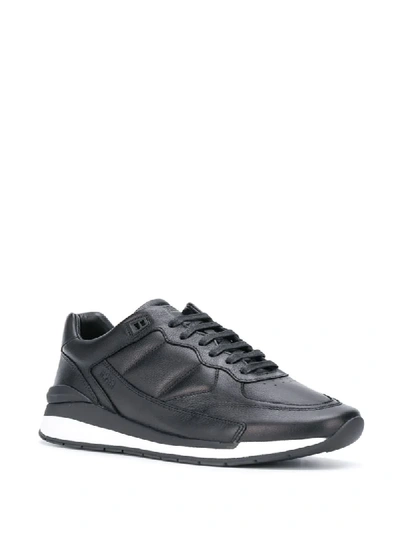 Shop Hugo Boss Stitched Trim Low-top Sneakers In Black