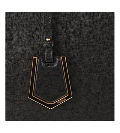 Shop Fendi 2jours Small Saffiano Leather Tote In Black+w+gold