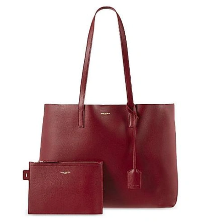 Shop Gucci Large Leather Tote In Oxblood