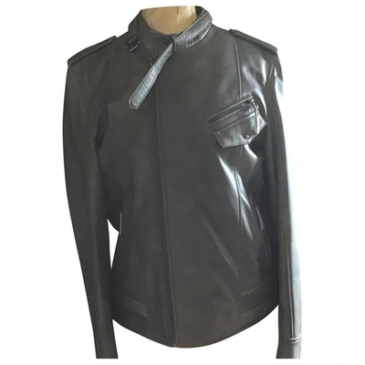Pre-owned Azzaro Grey Leather Jacket