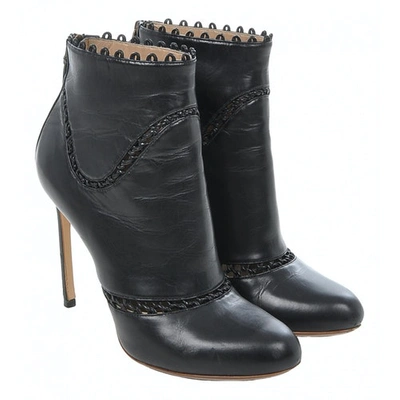 Pre-owned Francesco Russo Leather Ankle Boots In Black