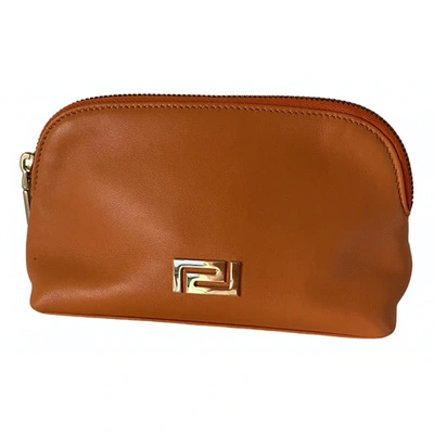 Pre-owned Versace Leather Purse In Orange