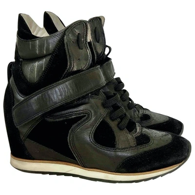 Pre-owned Elena Iachi Leather Trainers In Black