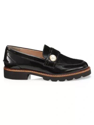 Shop Stuart Weitzman Manila Leather Loafers In Black