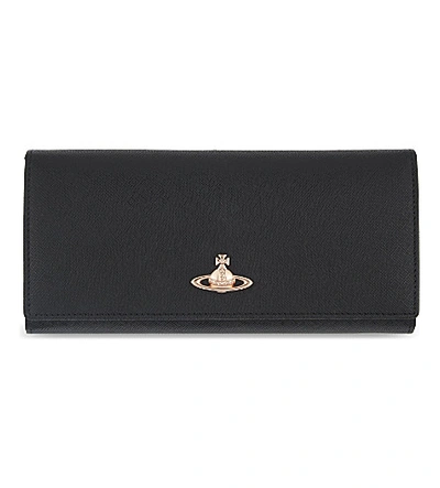 Shop Vivienne Westwood Opio Saffiano Leather Wallet In Black