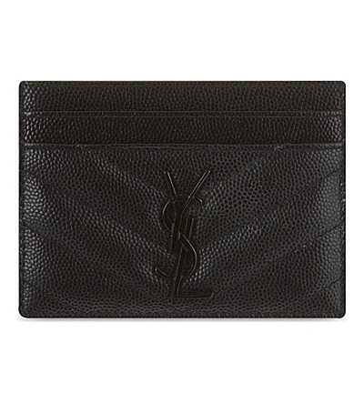 Shop Saint Laurent Quilted Leather Card Holder In Black